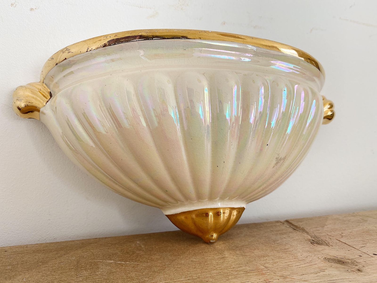 Art Deco, Cream Lustre, Wall Pocket Made By Sadler photo furniture