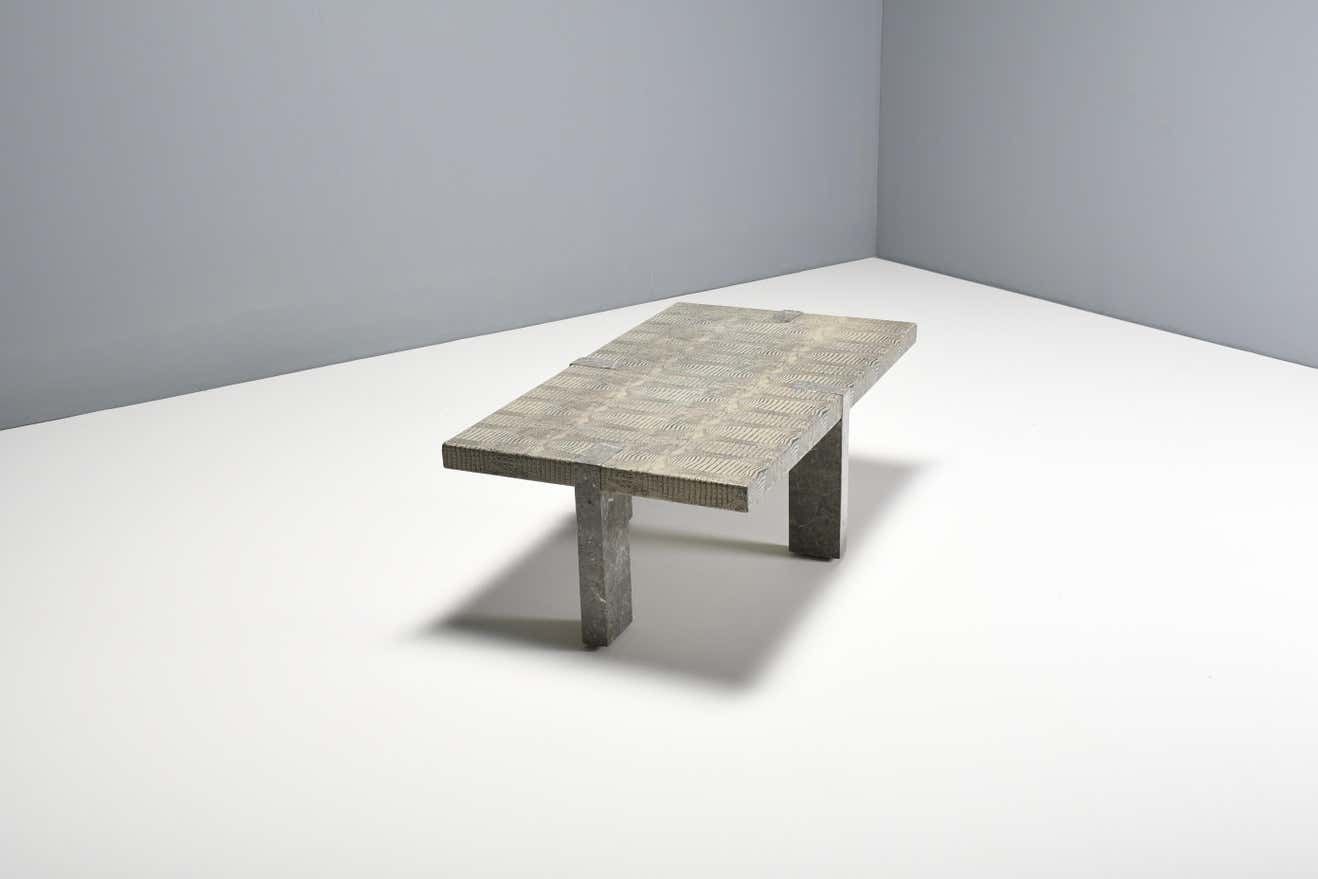 1970s Faux Crocodile Skin And Marble Coffee Table photo furniture