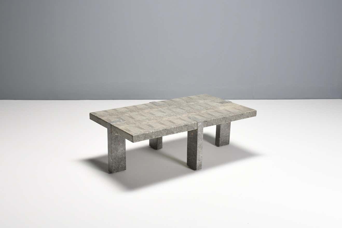 1970s Faux Crocodile Skin And Marble Coffee Table photo Furniture