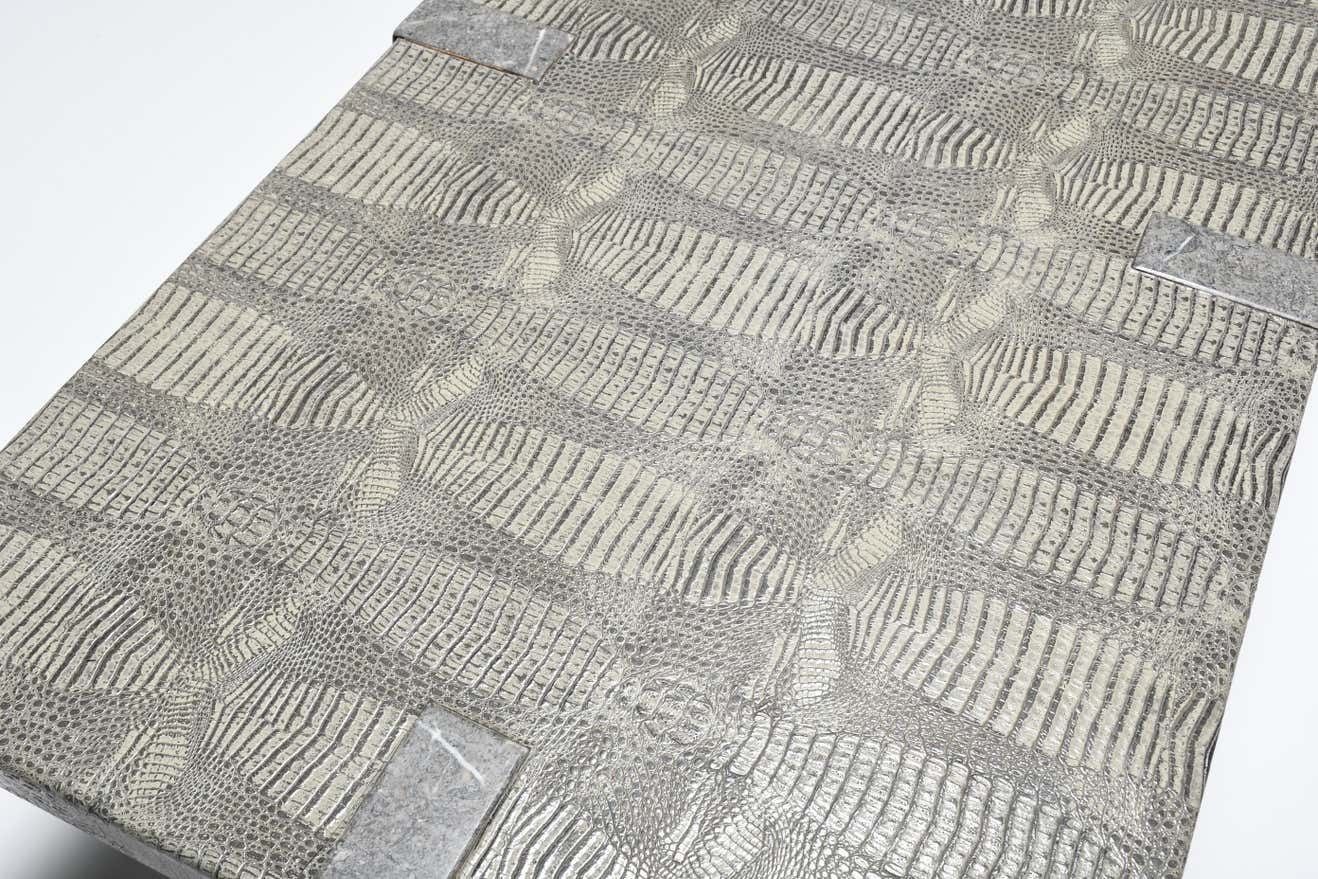 photo furniture 1970s Faux Crocodile Skin And Marble Coffee Table