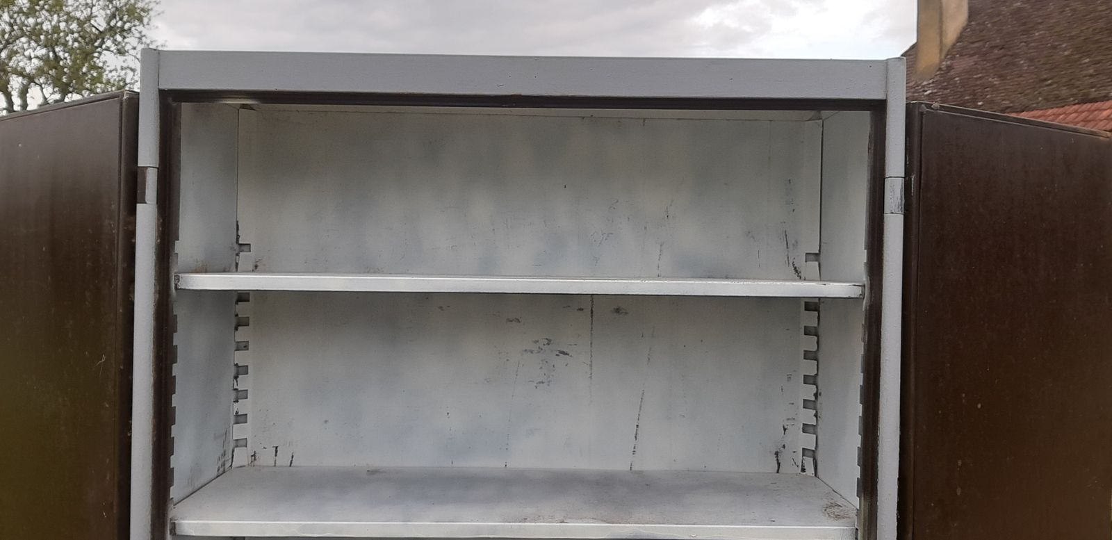 Industrial Iron Cabinet, 1950s photo vintage