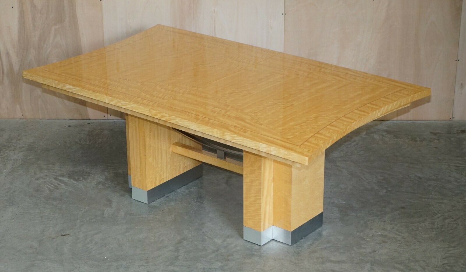 Giorgio Collection Huge Extending Burr Satinwood Dining Table Suite photo furniture