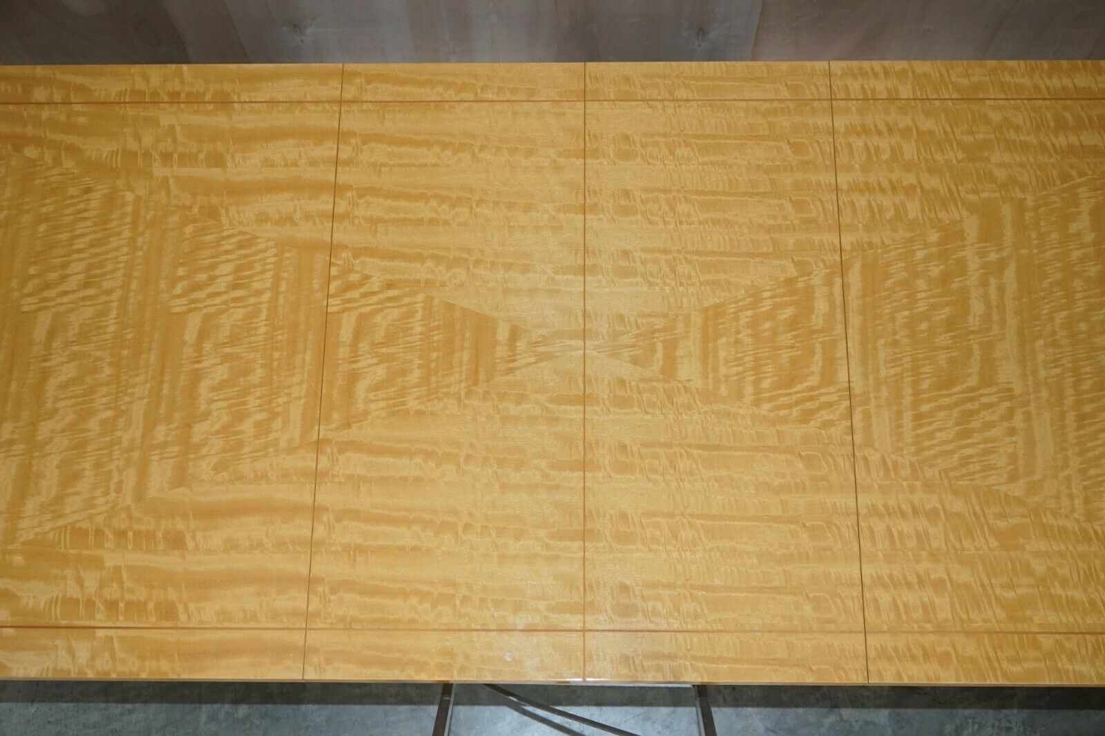 7000.0 Giorgio Collection Huge Extending Burr Satinwood Dining Table Suite photo