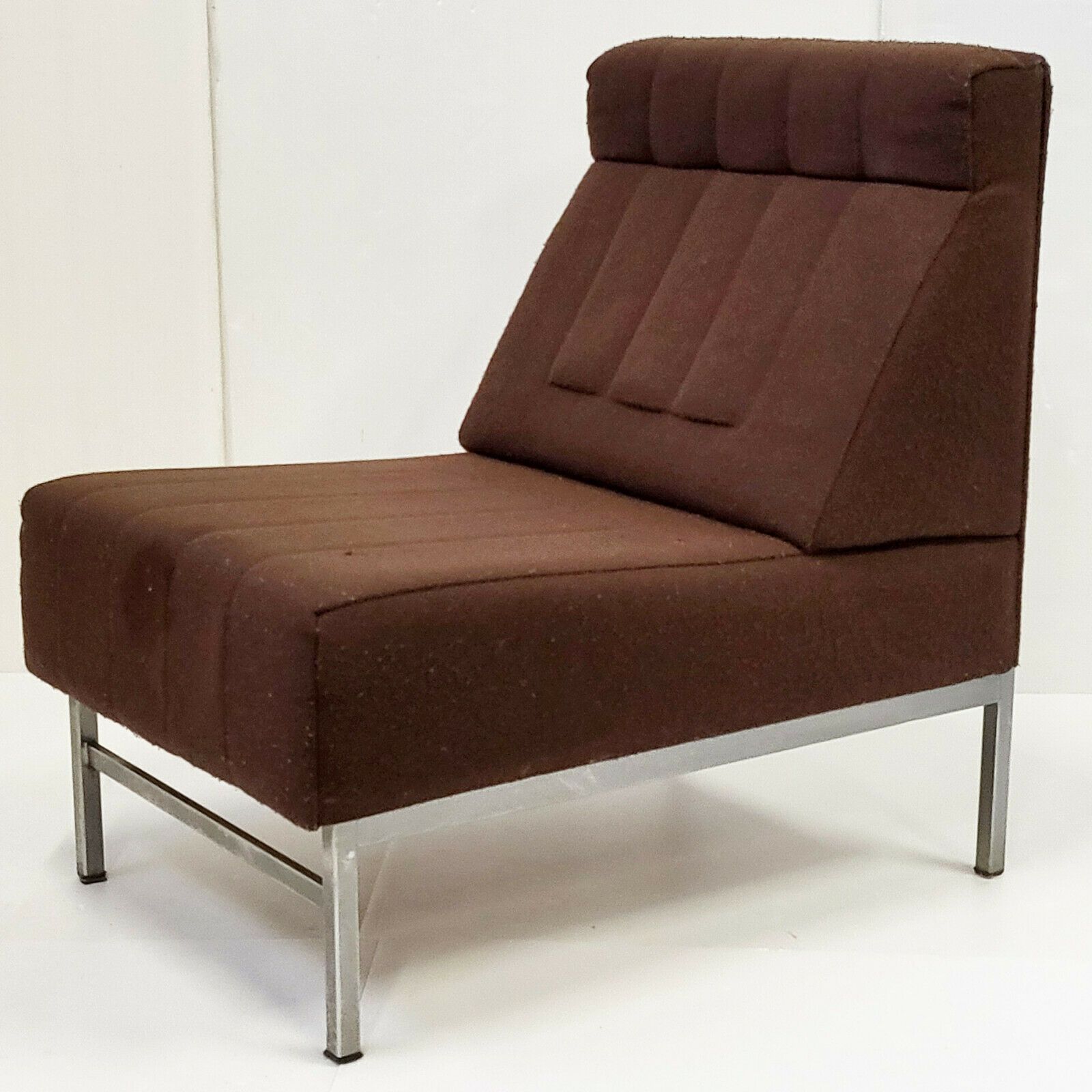 Vintage Chair Armchair 1960 In Wool & Steel 60s 1960s 60s
