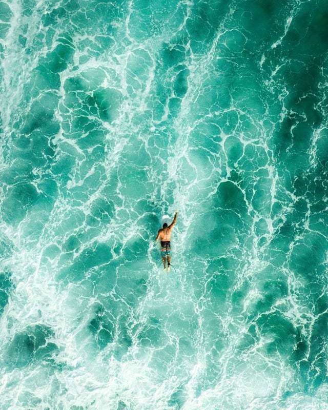 "High Angle View Of Man Swimming In Sea" By Calvin Lynch / Eyeem