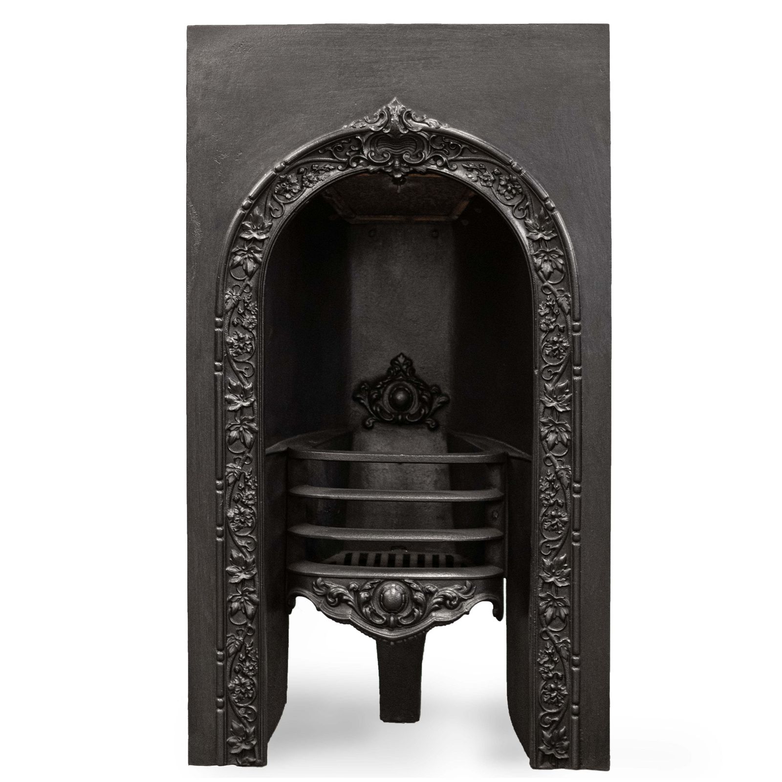 Antique Ornate Victorian Cast Iron Arched Insert (Pair Available)