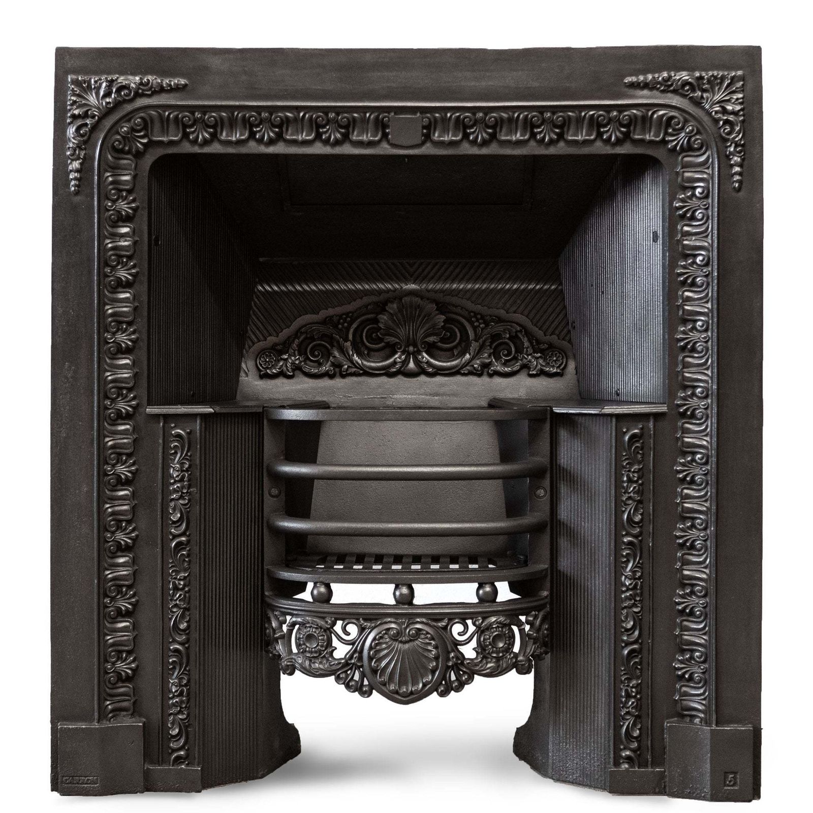 Antique Ornate Georgian Style Cast Iron Fireplace Insert