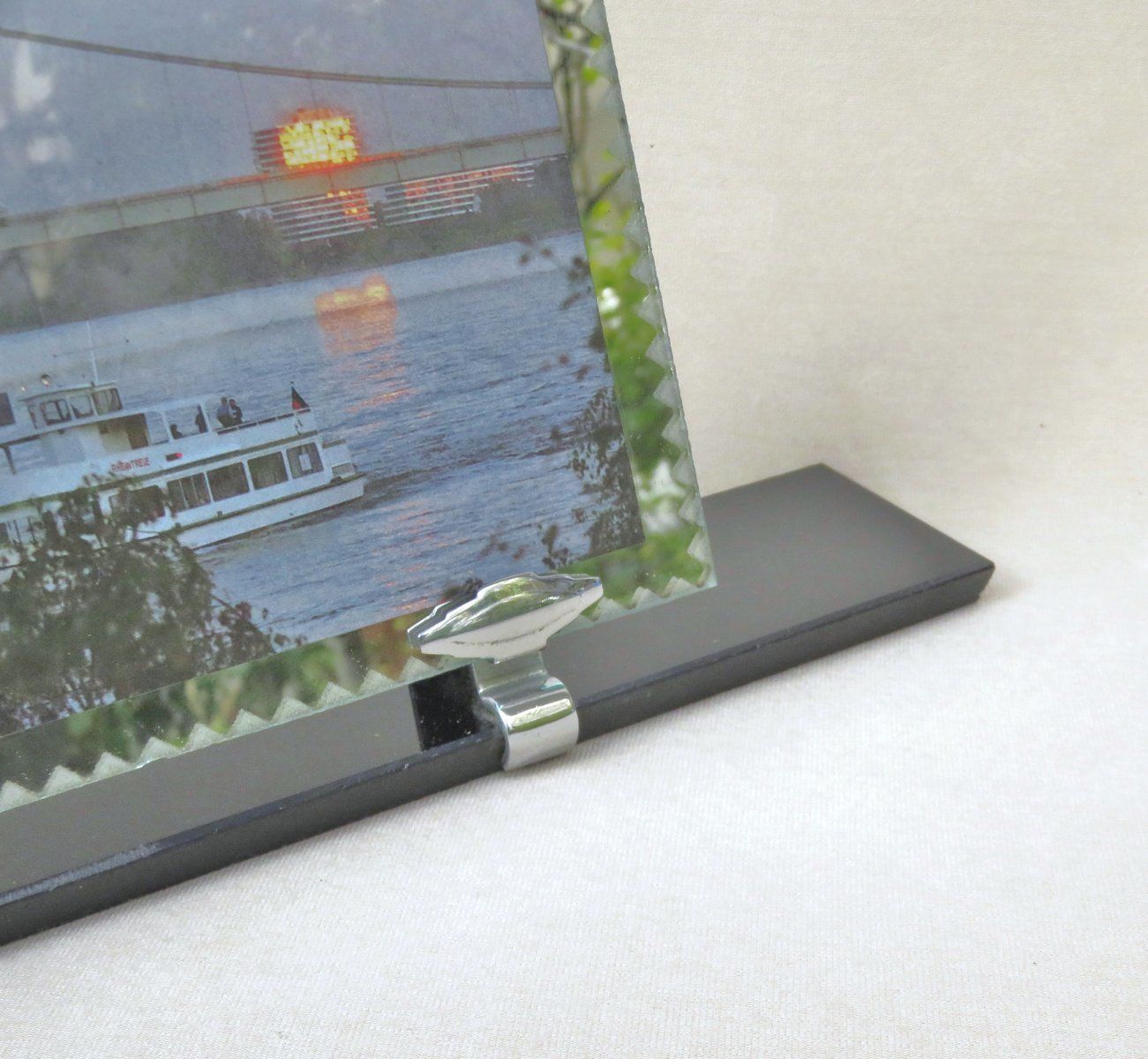 photo furniture Art Deco Black Glass & Chrome French Picture Frame