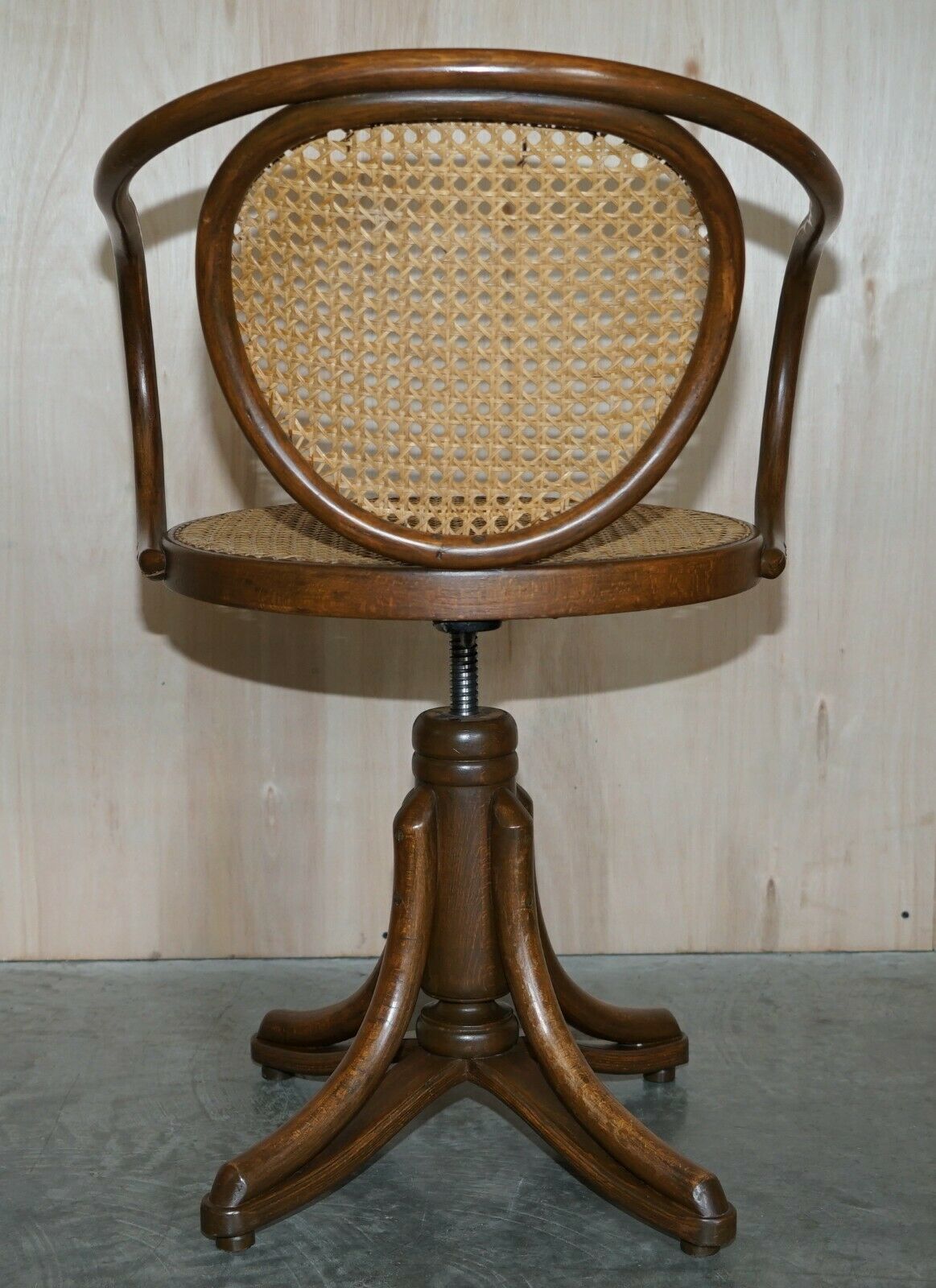 photo for sale Six Original Stamped Thonet Swivel Bergere Armchairs