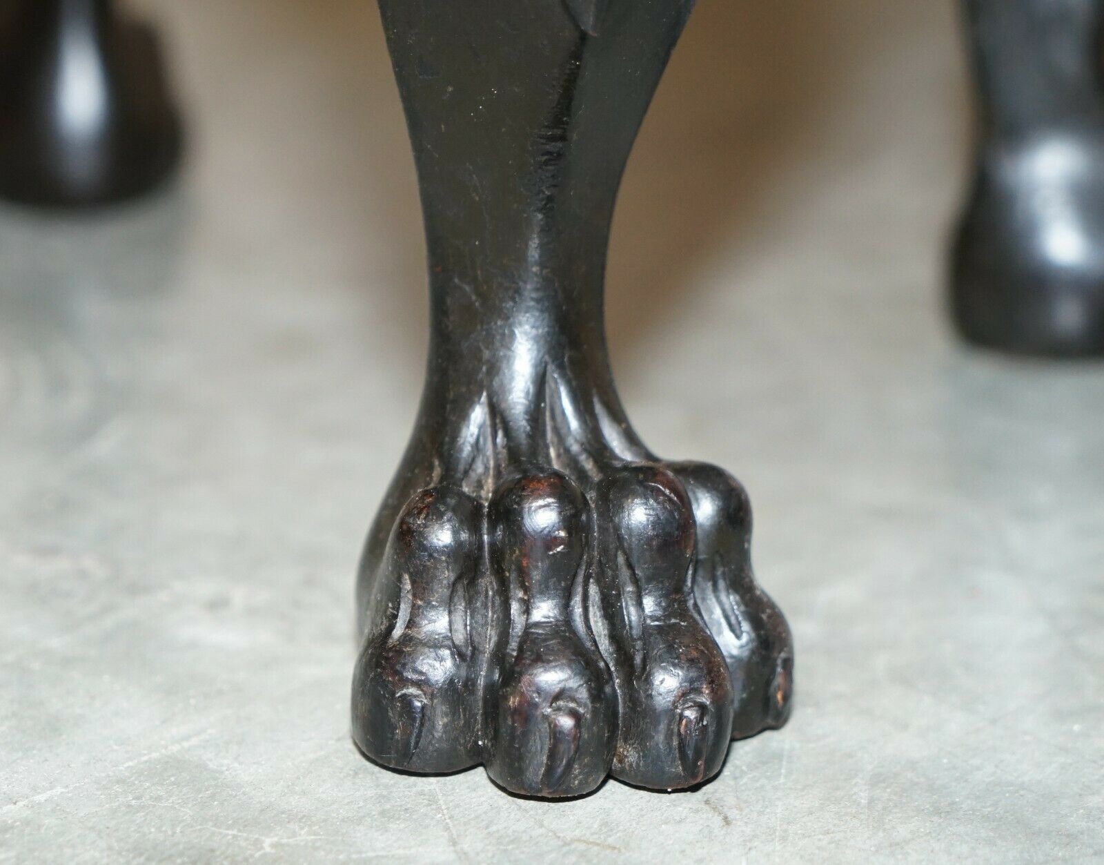 Circa 1880 1900 Antique Victorian Ebonised Lion's Hairy Paw Feet Footstool photo 1350.0