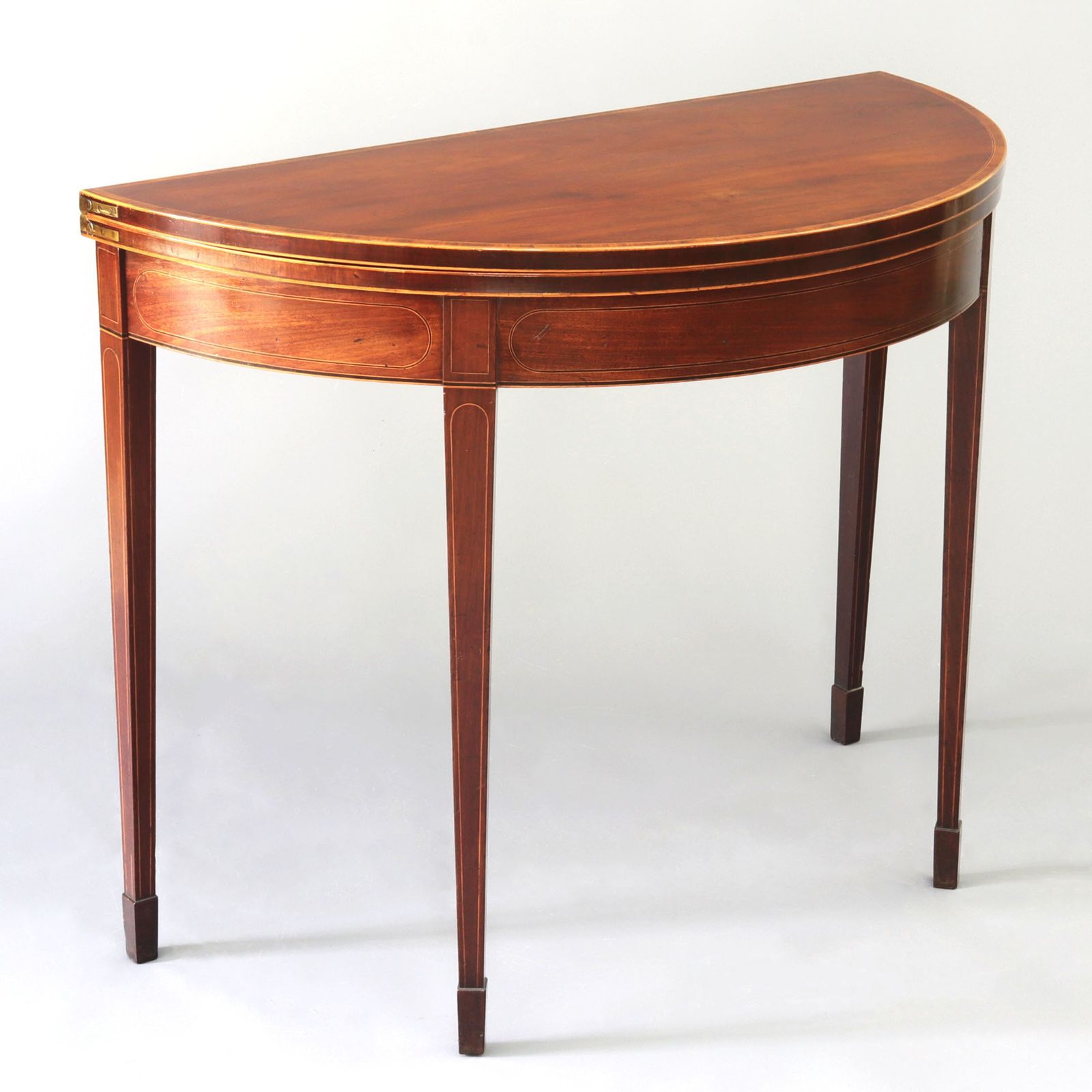 George III Mahogany Demi Lune Card Table With Boxwood Inlay C1790 photo 1695.0