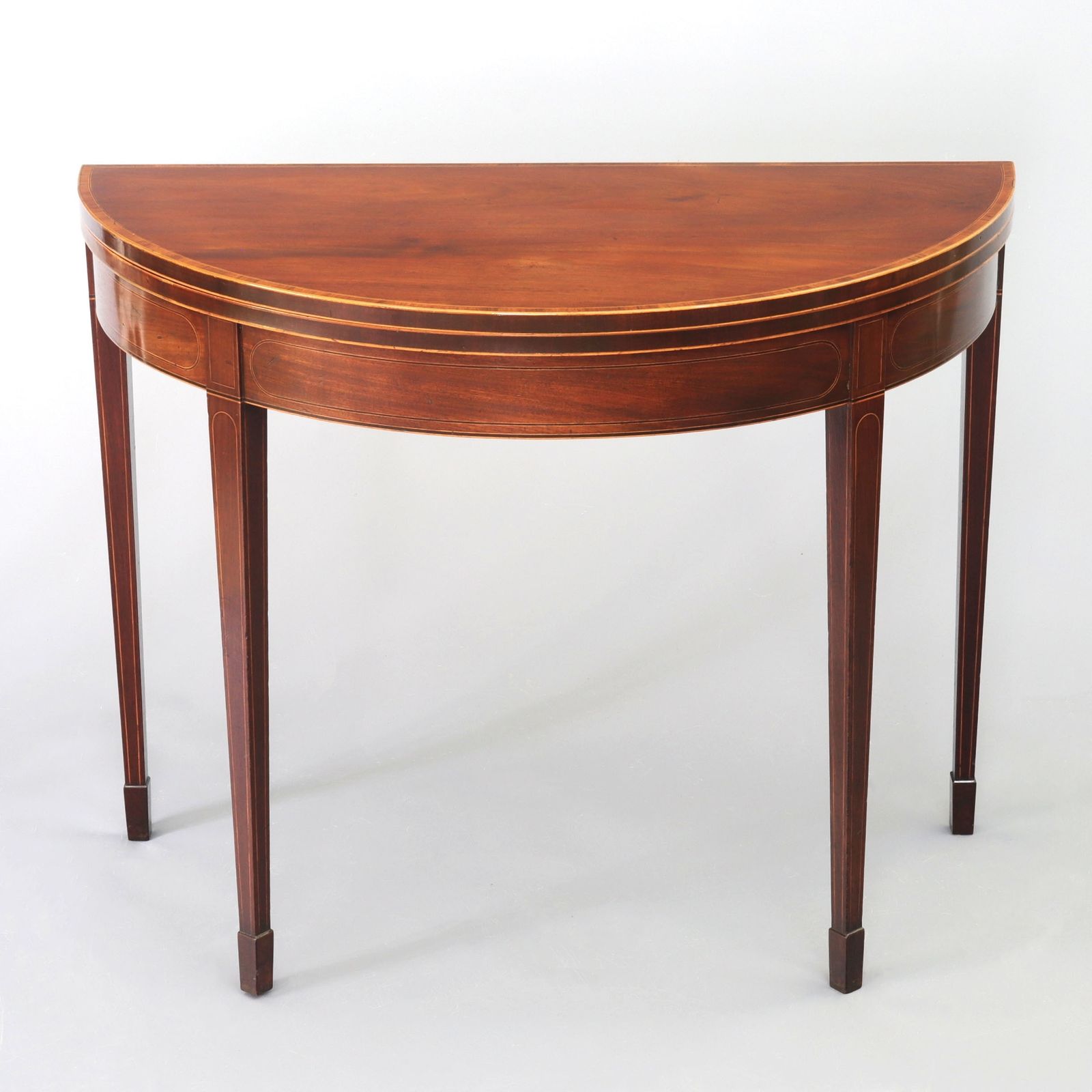 George III Mahogany Demi Lune Card Table With Boxwood Inlay C1790 photo vinterior