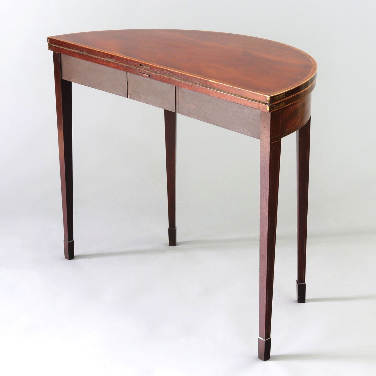 George III Mahogany Demi Lune Card Table With Boxwood Inlay C1790 photo buy