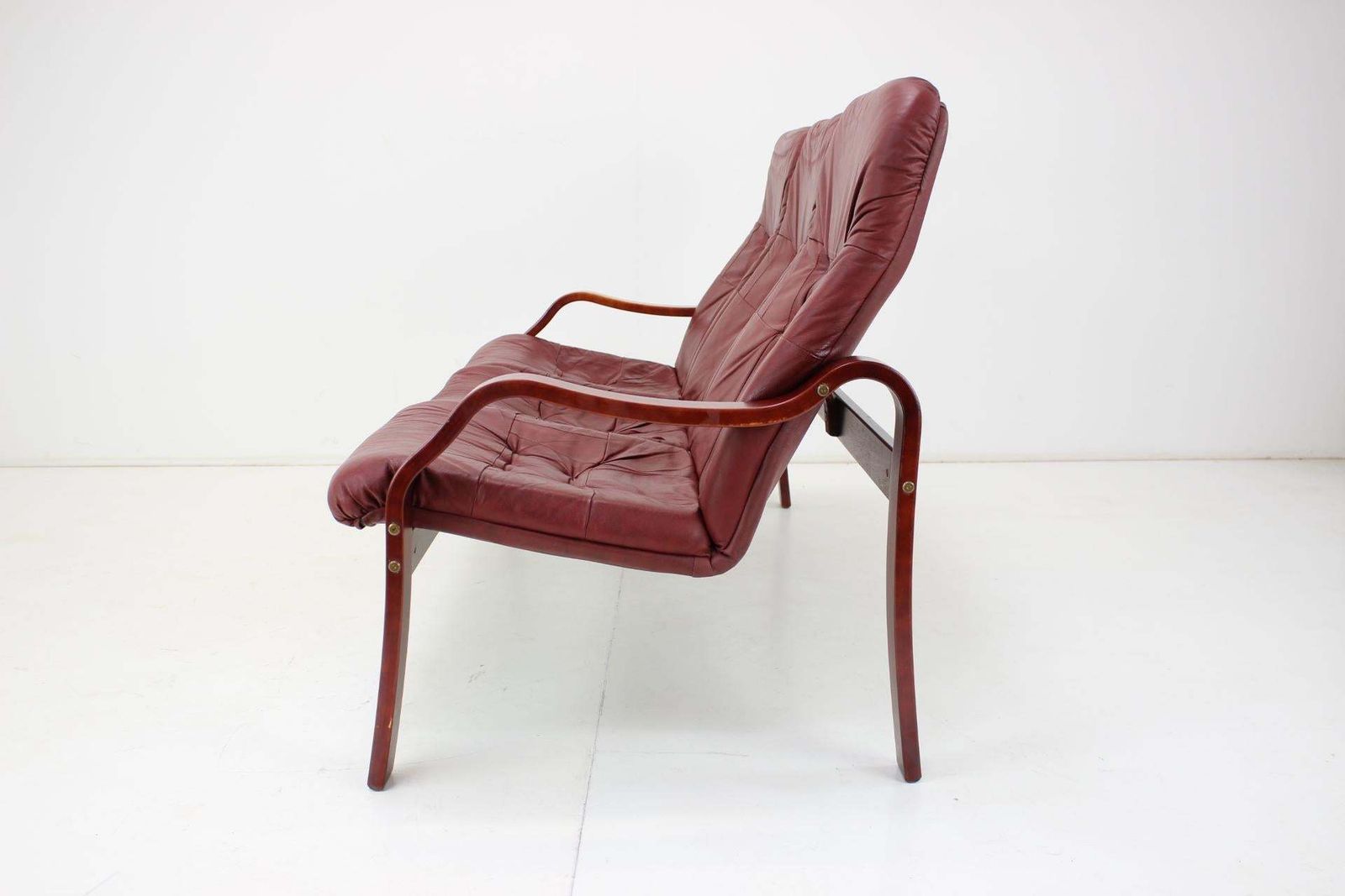 1980 Three Seater Leather Sofa, Ton Czechoslovakia photo buy