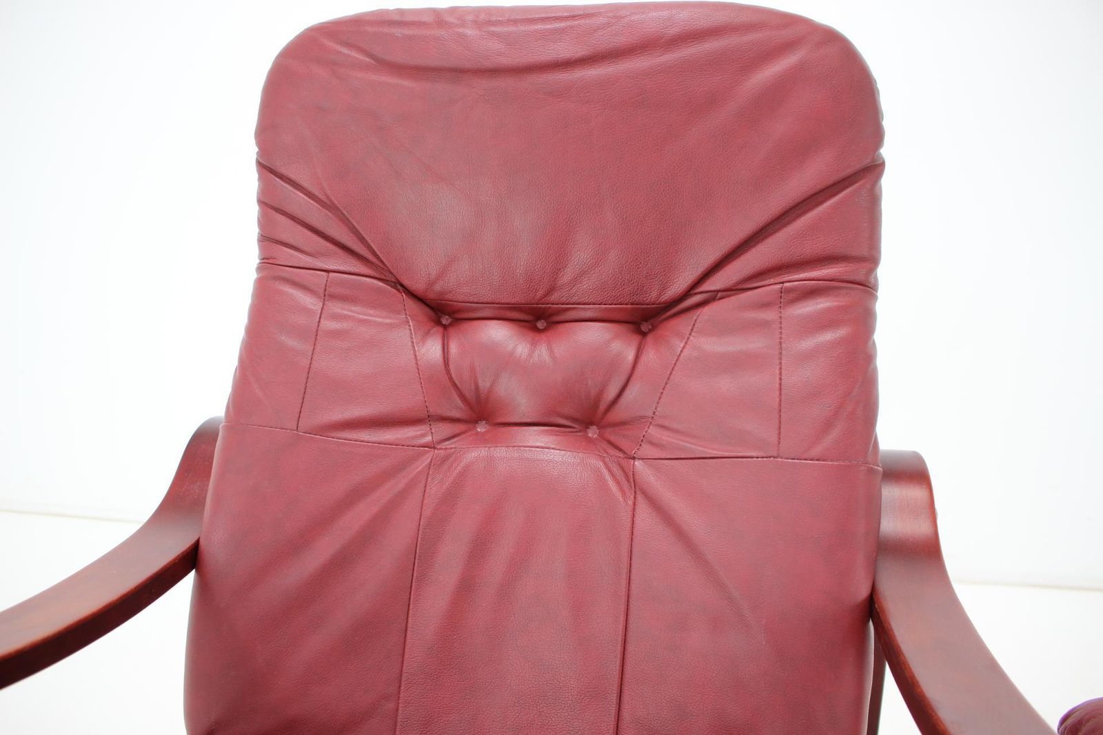 1980 Leather Armchair With Footrest, Ton Czechoslovakia photo vintage