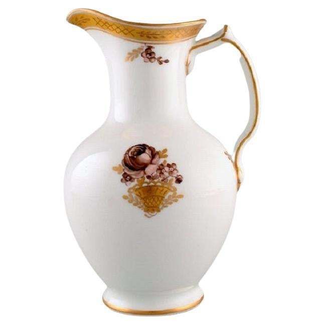 Royal Copenhagen Golden Basket Chocolate Jug In Porcelain With Flowers