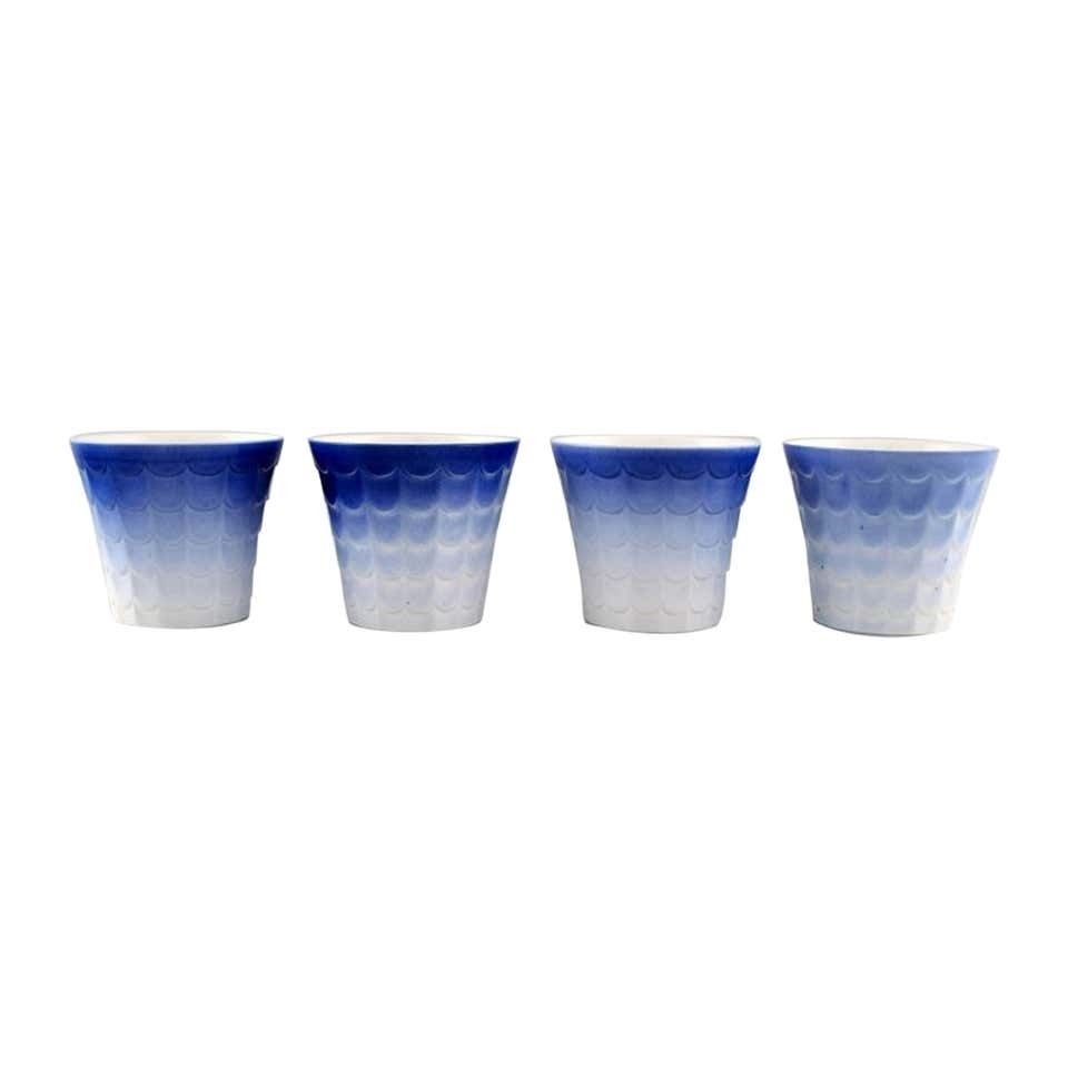 Wilhelm Kåge For Gustavsberg, Four Art Deco Herb Pots In Glazed Porcelain