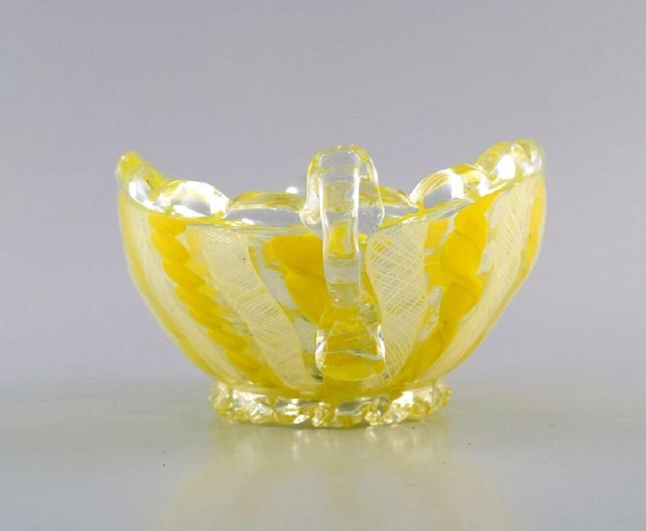 Murano Bowl With Handles In Mouth Blown Art Glass, 1960s photo Home Decor