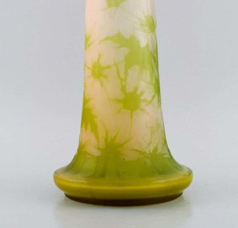 Large Emile Gallé Vase In Frosted And Green Art Glass photo Home Decor