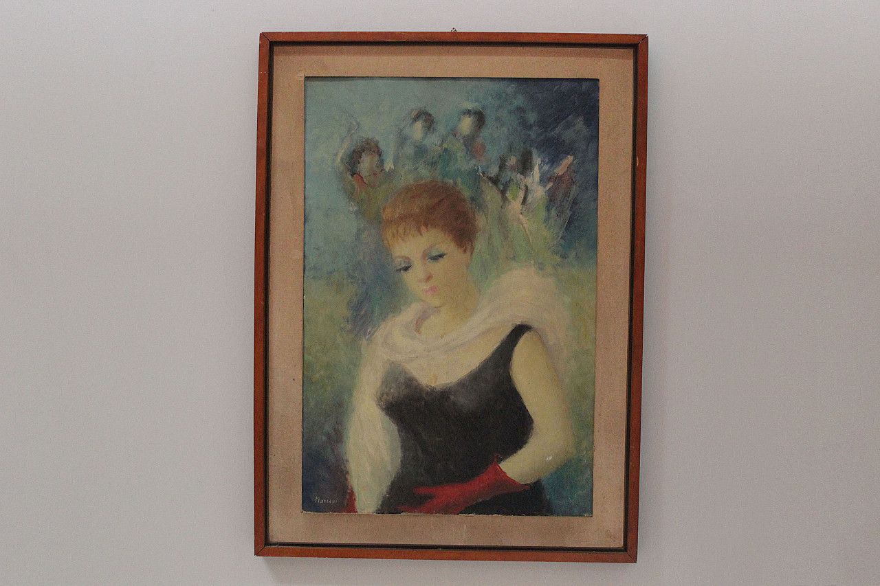 Oil On Canvas Portrait Of A Woman By Mirko Mariani, 1970s photo furniture