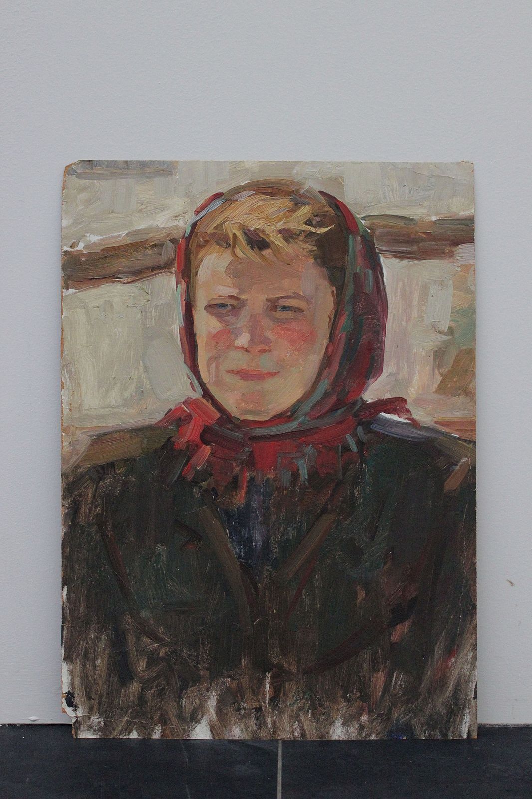 Oil On Cardboard Portrait Of A Peasant, 20th Century photo furniture