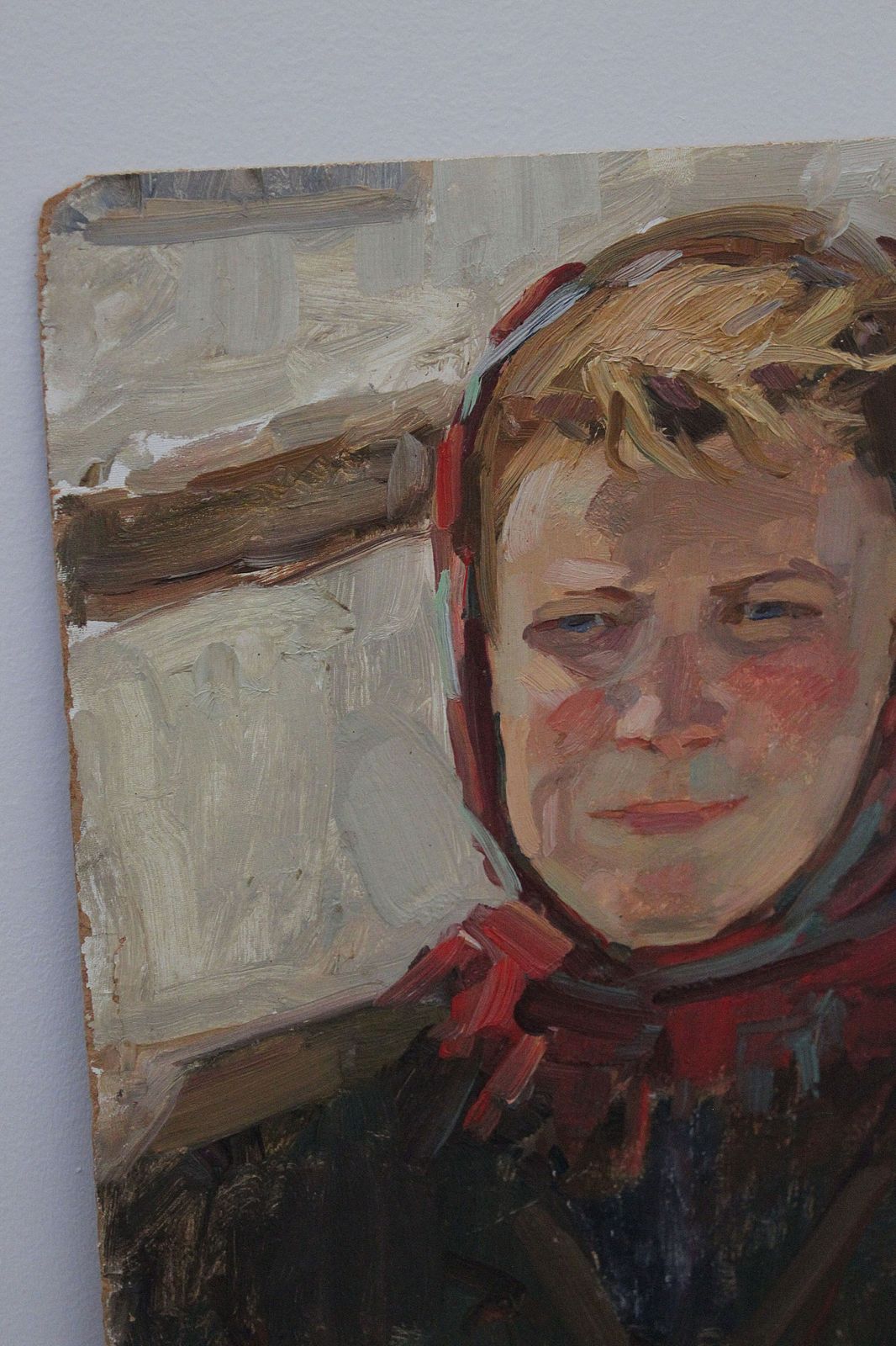 Oil On Cardboard Portrait Of A Peasant, 20th Century photo for sale