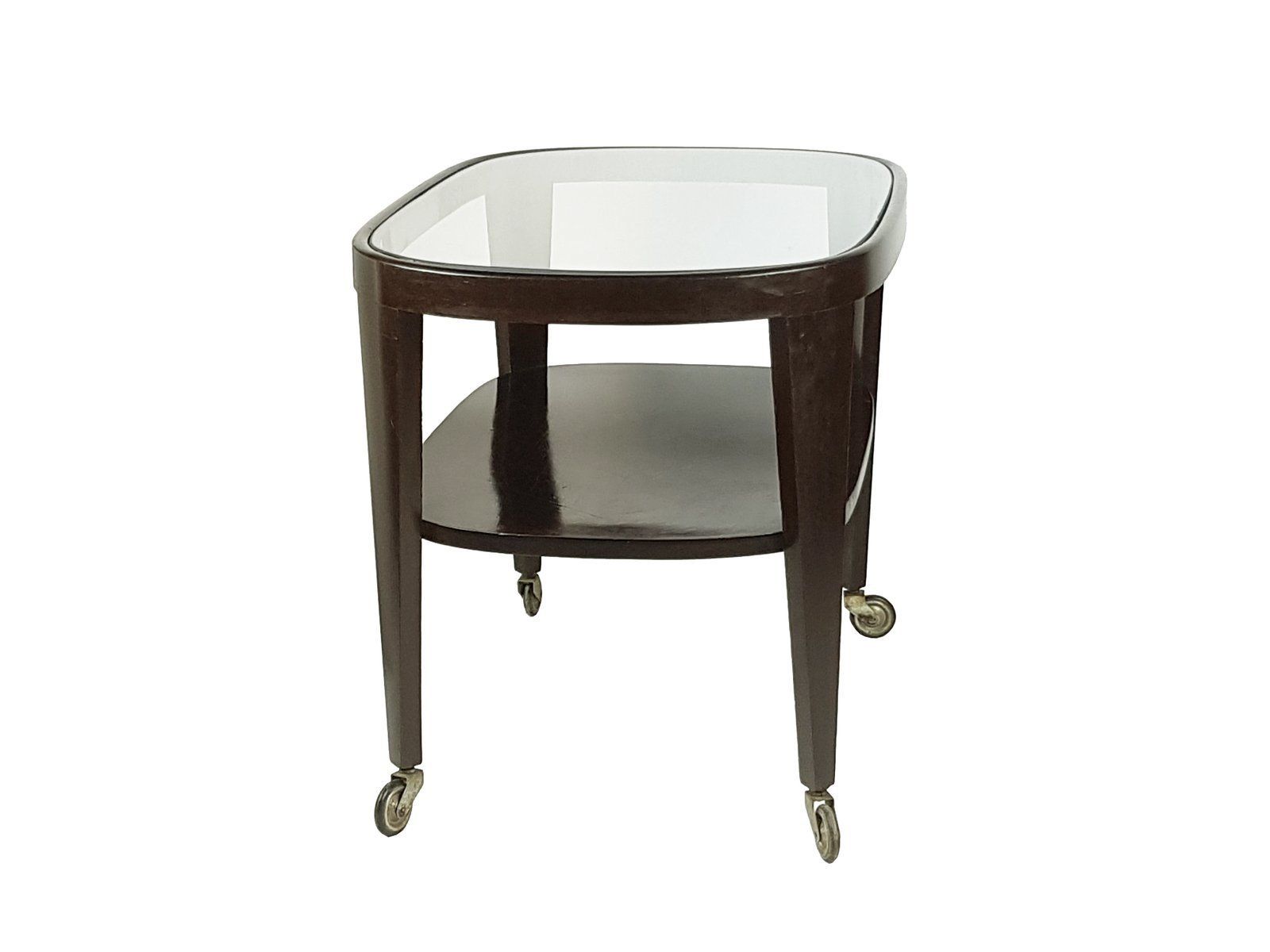 Mid Century Modern Italian Wood & Glass Serving Cart photo Furniture