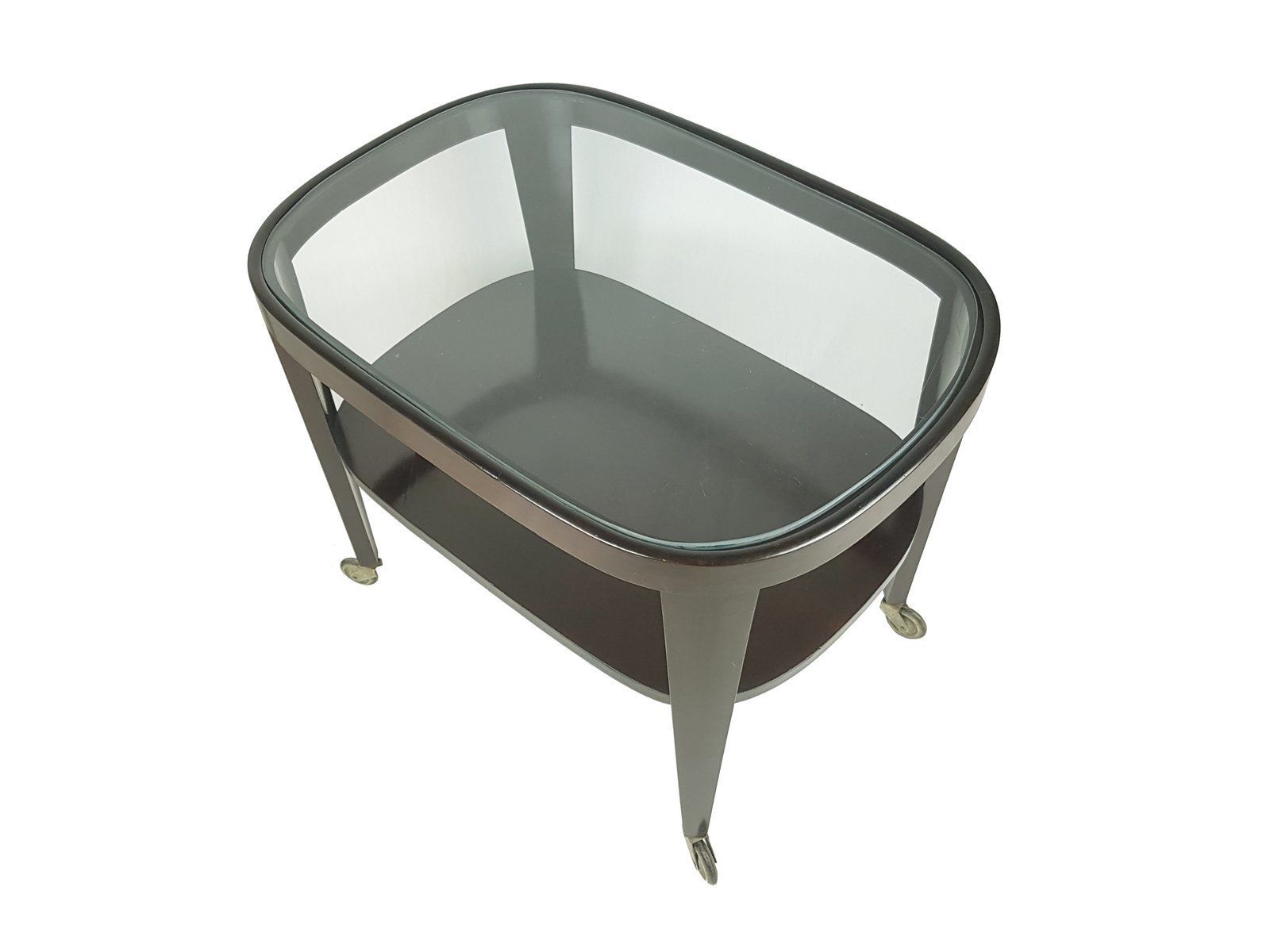 Mid Century Modern Italian Wood & Glass Serving Cart photo vinterior