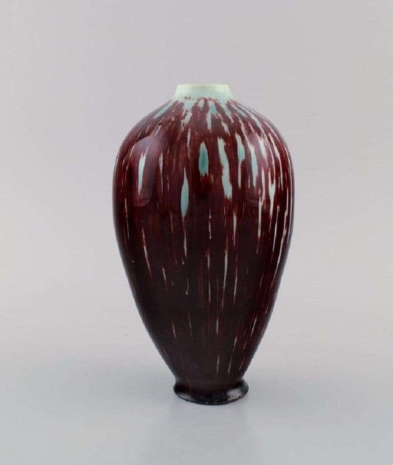 Isak Isaksson, Swedish Ceramicist, Unique Vase In Glazed Ceramics, Late 20th C photo furniture