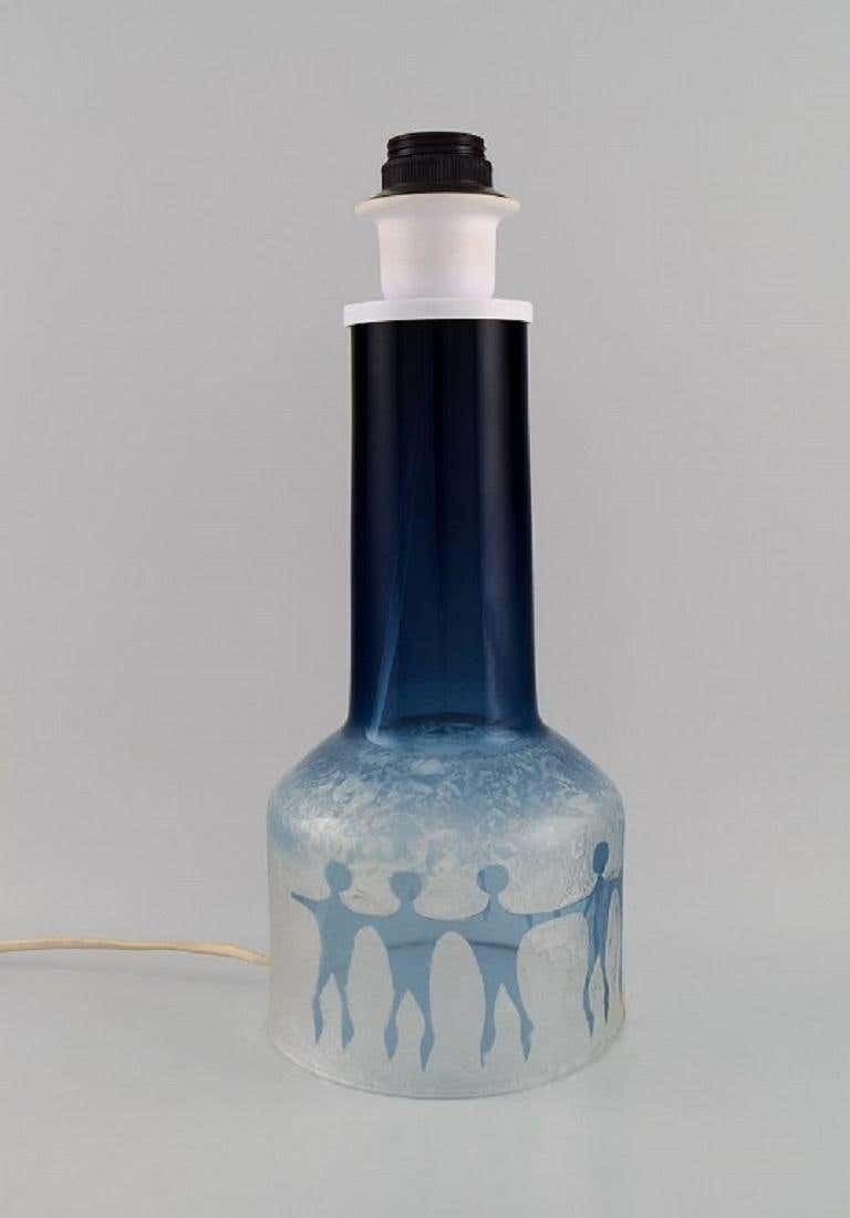 Ove Sandberg For Kosta Boda, Two Table Lamps In Blue And Clear Art Glass photo furniture