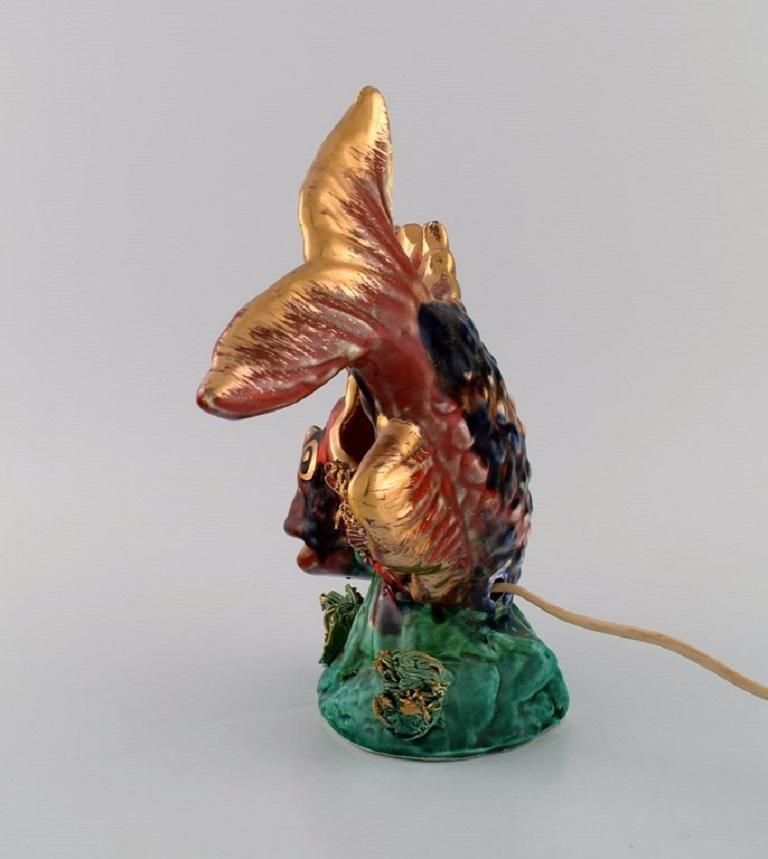 Vallauris & Monaco, France Table Lamp In Glazed Ceramics Shaped Like A Fish photo vinterior