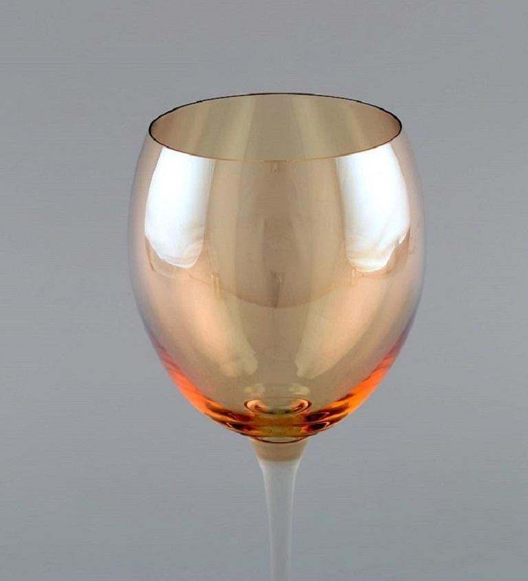 Scandinavian Glass Artist, Five Large Red Wine Glasses In Art Glass 1980s photo for sale
