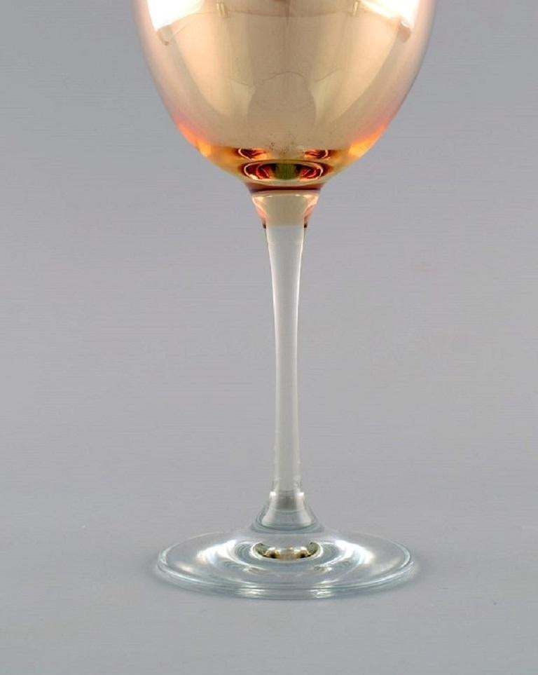 Scandinavian Glass Artist, Five Large Red Wine Glasses In Art Glass 1980s photo 235.0