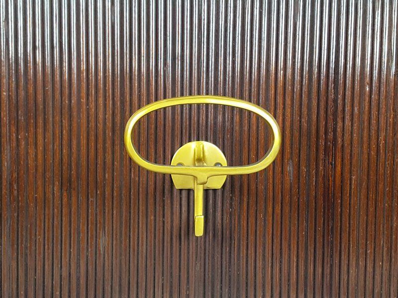 Italian Wood And Golden Aluminum Wall Coat Rack From Fratelli Barni Mobili Darte 1950s photo furniture