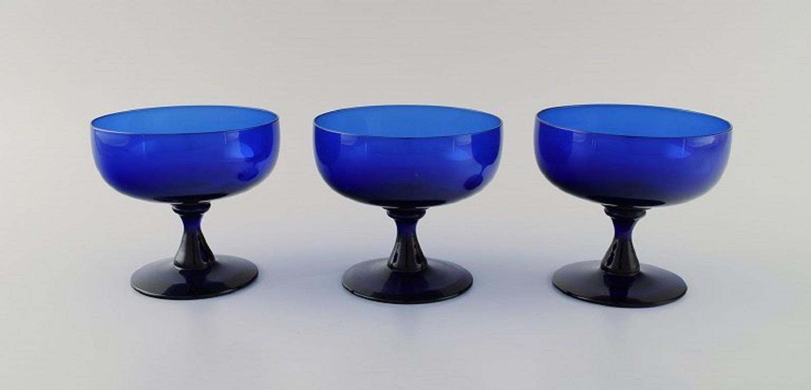 Monica Bratt For Reijmyre 9 Glasses In Blue Mouth Blown Art Glass photo furniture