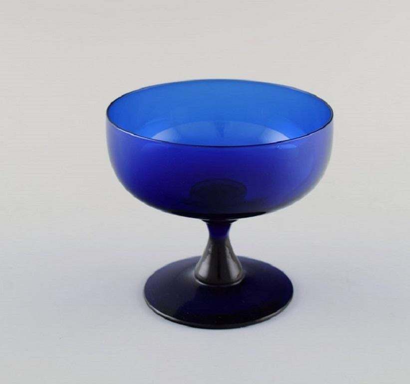 Monica Bratt For Reijmyre 9 Glasses In Blue Mouth Blown Art Glass photo for sale