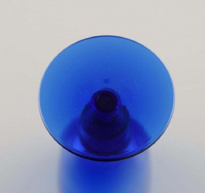 Monica Bratt For Reijmyre Four Shot Glasses In Blue Mouth Blown Art Glass photo for sale