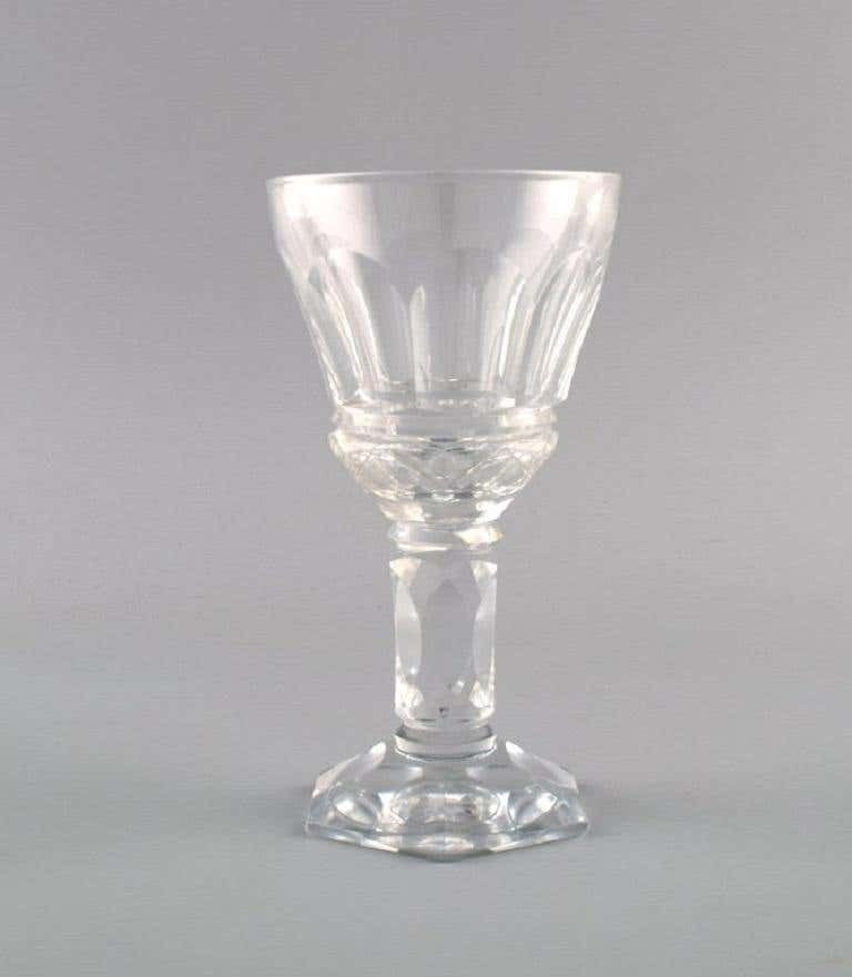 Baccarat, France, Three Art Deco White Wine Glasses In Crystal Glass photo for sale
