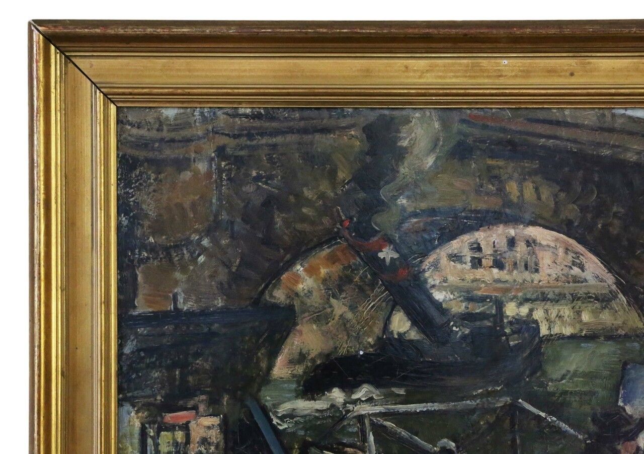 Large Oil On Canvas Painting Artwork By Pierre Peltier photo furniture