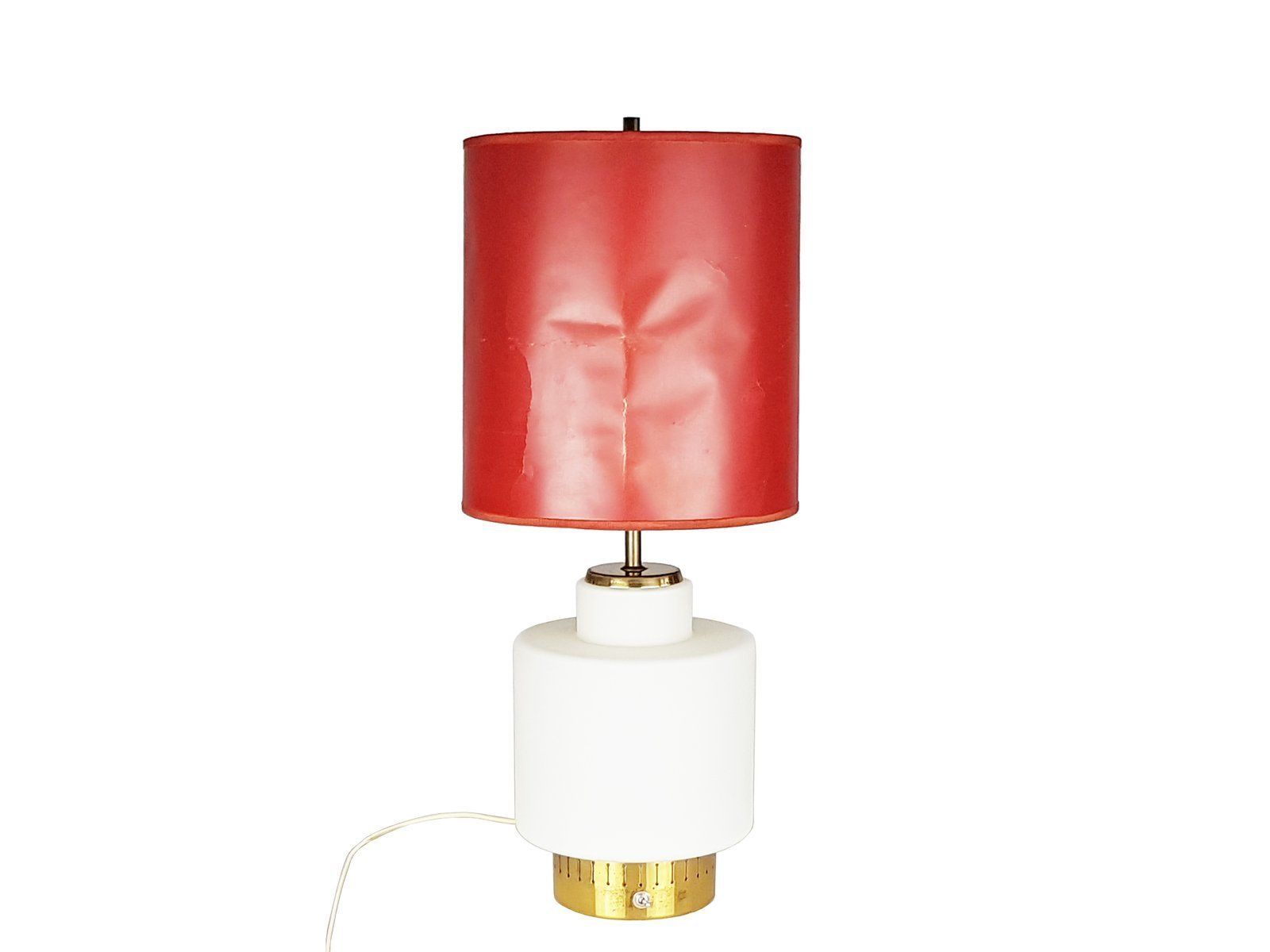 Brass & Opaline Glass 3 Light Table Lamp By Bruno Gatta For Stilnovo