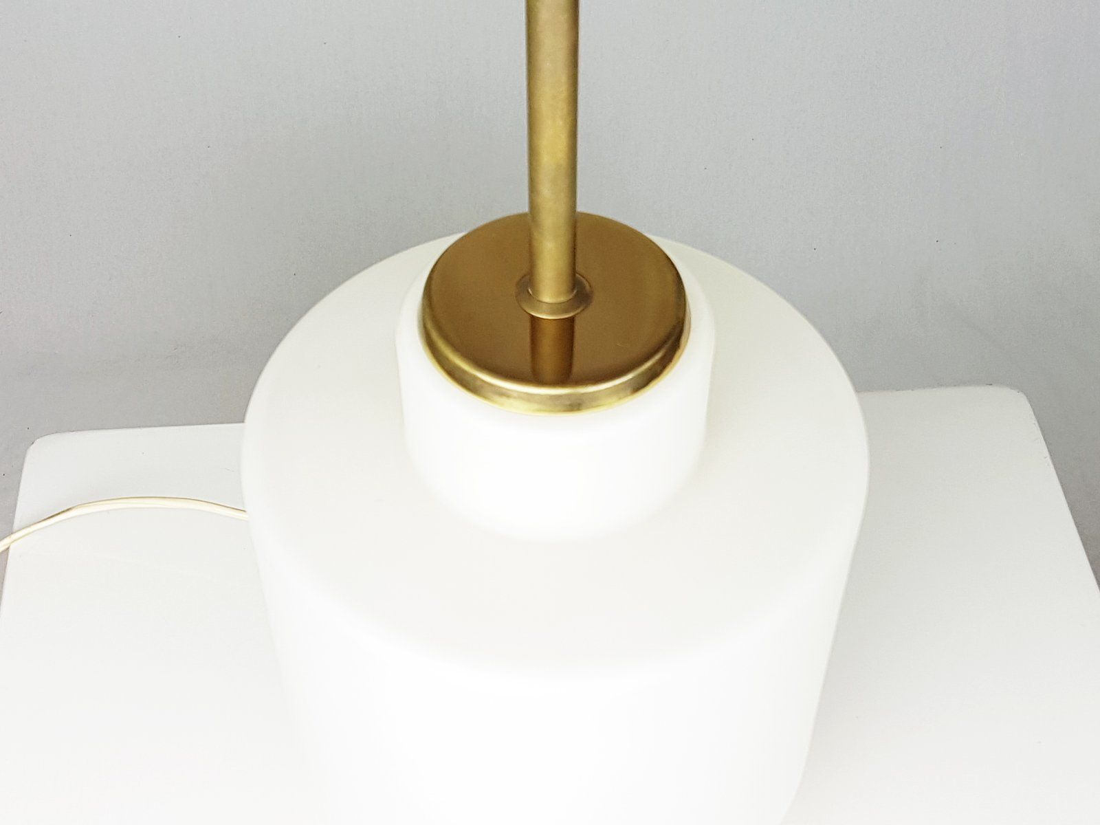 Brass & Opaline Glass 3 Light Table Lamp By Bruno Gatta For Stilnovo photo vintage