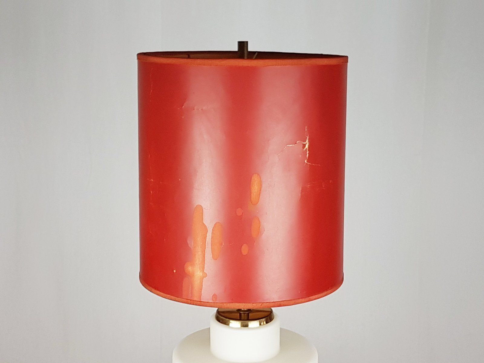 photo vinterior Brass & Opaline Glass 3 Light Table Lamp By Bruno Gatta For Stilnovo