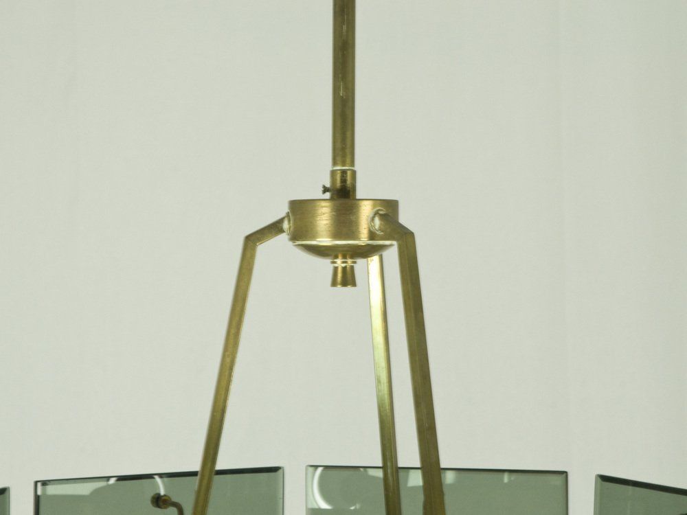 photo furniture Brass & Smoked Glass 8 Light By Gino Paroldo For Dino Dei, 1960s