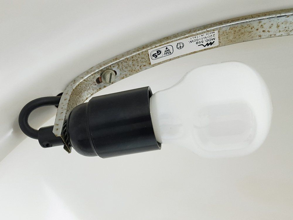 Black Metal And White Acrylic Glass Shade Table Lamp By Elio Martinelli For Martinelli Luce, 1960s photo vintage