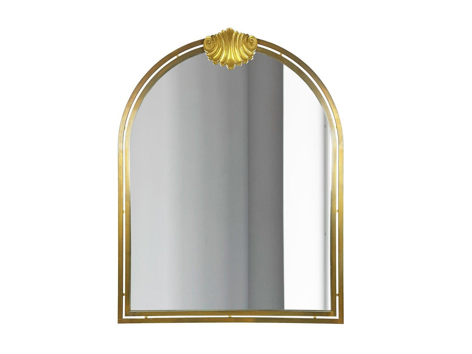 Large Italian Brass & Mirrored Glass Wall Mirror, 1970s