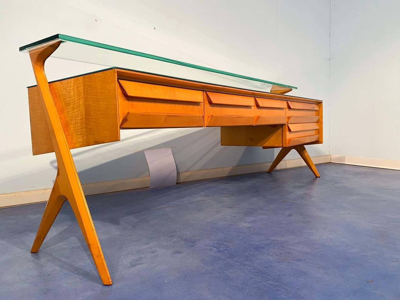 photo vintage Italian Mid Century Sideboard Or Vanity Dresser By Vittorio Dassi 1950s