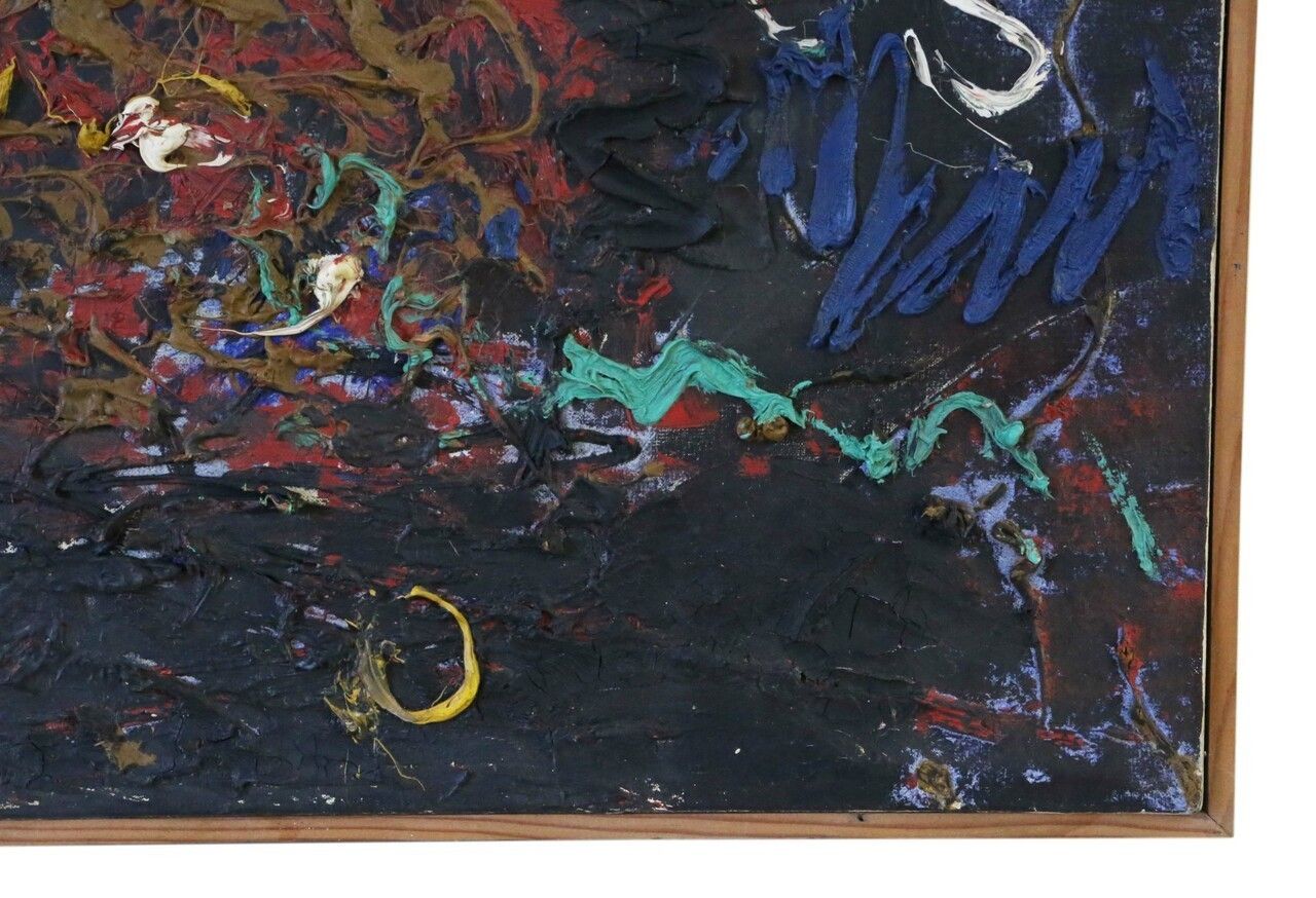 Large Relief Painting Artwork Circle Manner Of Leon Kossoff photo Art
