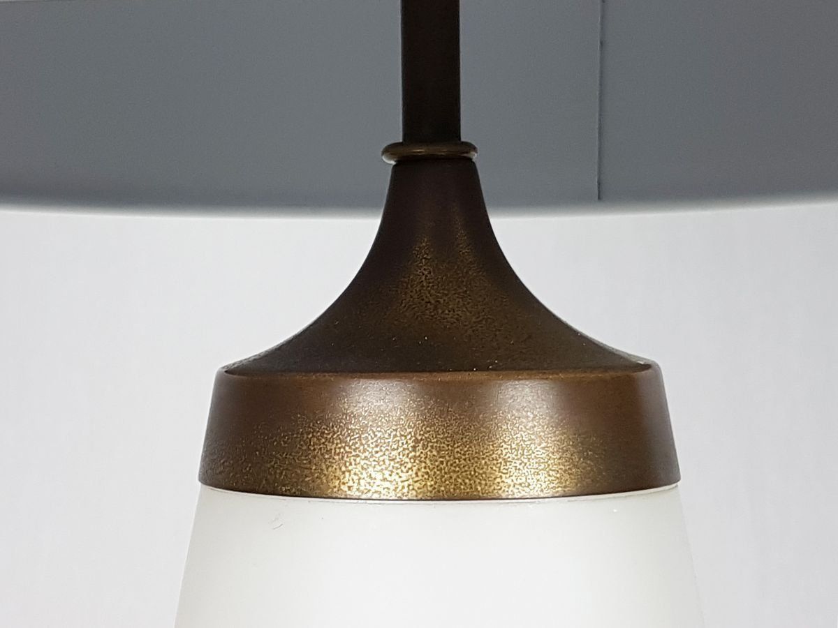 Abat Jour Brass & Opaline Glass Table Lamp By Bruno Gatta For Stilnovo, 1950s photo Lighting
