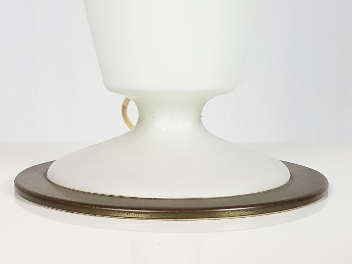 Abat Jour Brass & Opaline Glass Table Lamp By Bruno Gatta For Stilnovo, 1950s photo vinterior