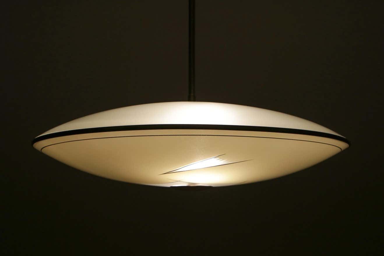 960.0 Italian Mid Century Modern Disc Chandelier Or Pendant Lamp, 1950s photo